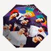 1pc   Kpop Umbrella Portable Folding Umbrella Iron Frame Hole Bone Structure Outdoor Home Umbrella