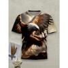 Men's Eagle Print T-Shirt - Beige Brown 3D Print Short Sleeve