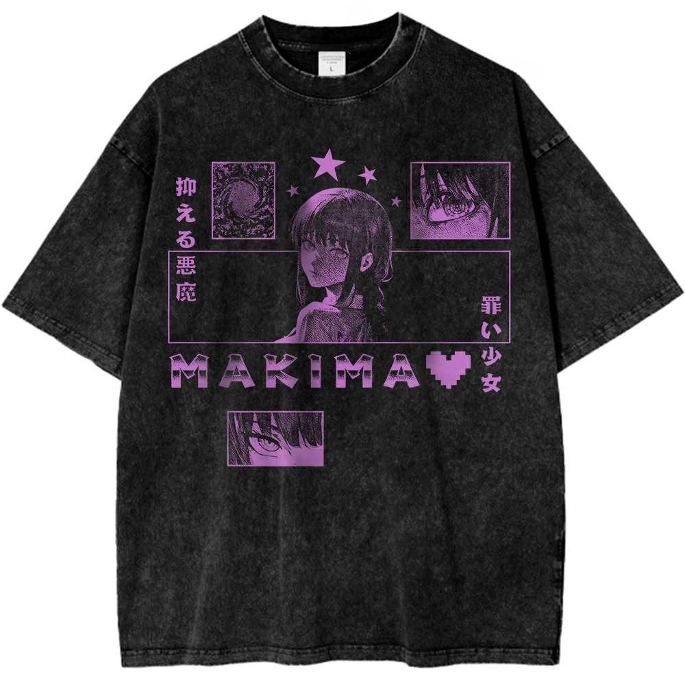 2026 Chainsaw Man Chemise Makima pour Femme T-shirt Chainsaw T-shirt Anime T-shirt Vintage pour Homme Femme Coton Loisir Sport Harajuku Été Nouveau