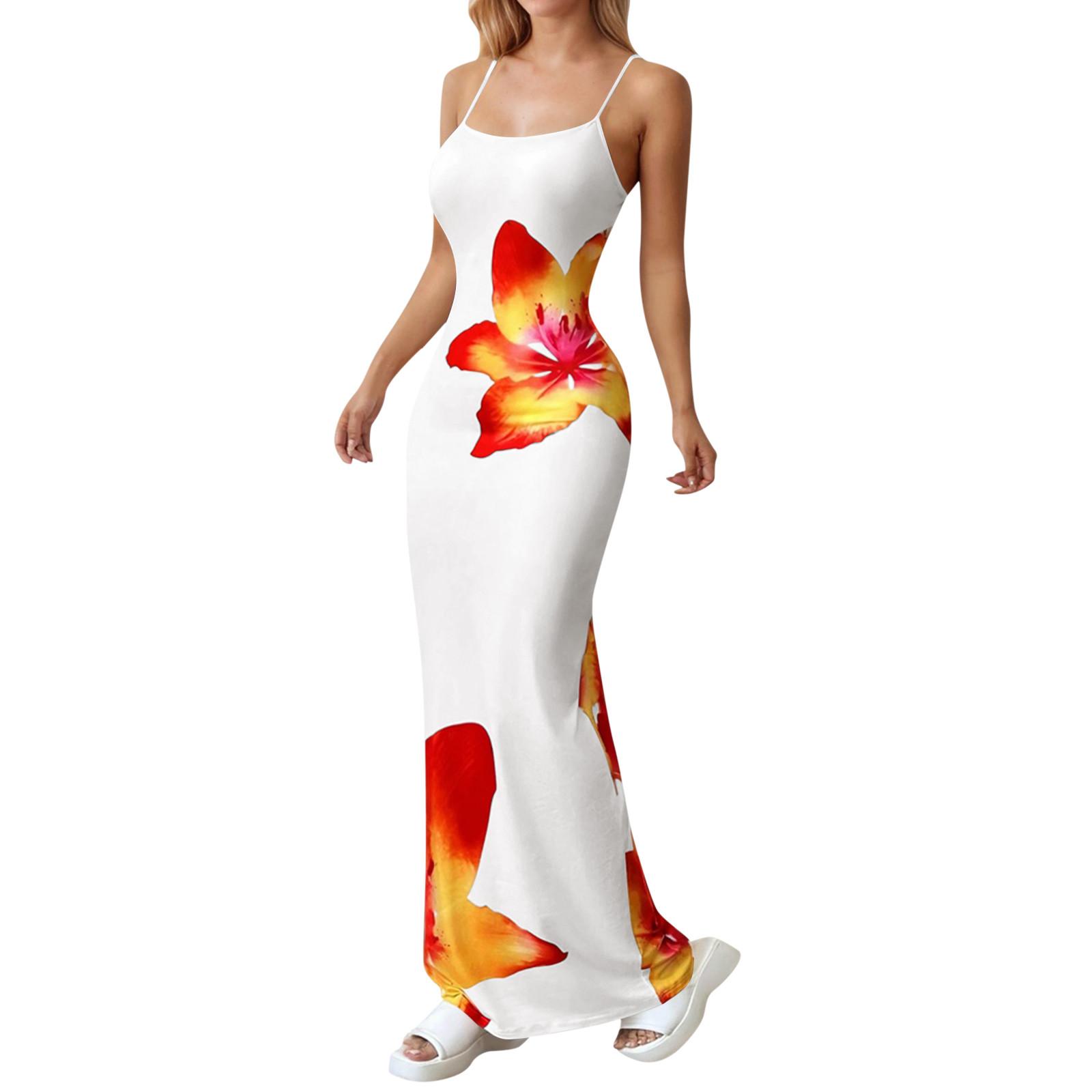 

Женское повседневное длинное платье с круглым вырезом и принтом, пляжное платье, платье для свадебного гостя, женское платье XL белый