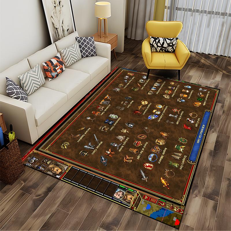 Heroes of Might and Magic Icons Rug: Non-slip rug suitable for living room and bedroom sofas.