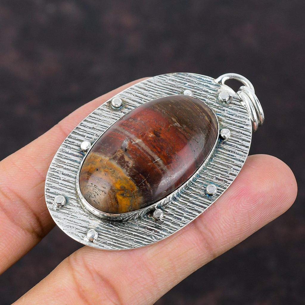 Red Snakeskin Jasper Pendant 925 Sterling Silver Pendant Genuine Gemstone Jewelry Handmade Unique Style Pendant Gift For Wife Silver Jewelry