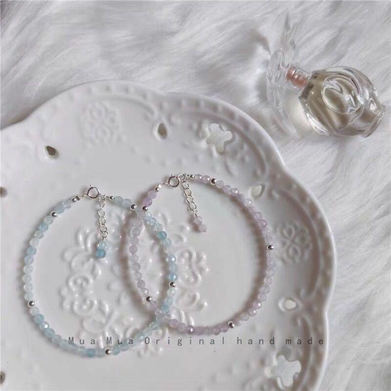 Department/Aquamarine/Lavender Light Amethyst/S9Silver Artistic Student Versatile Thin Bracelet for Women