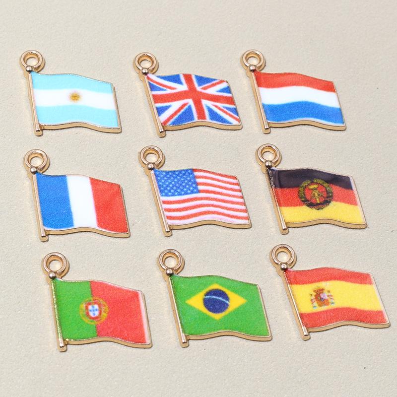 20pcs Enamel Football National Flags of Various Countries Charms Pendant DIY Jewelry Making Accessories for Necklace Earrings