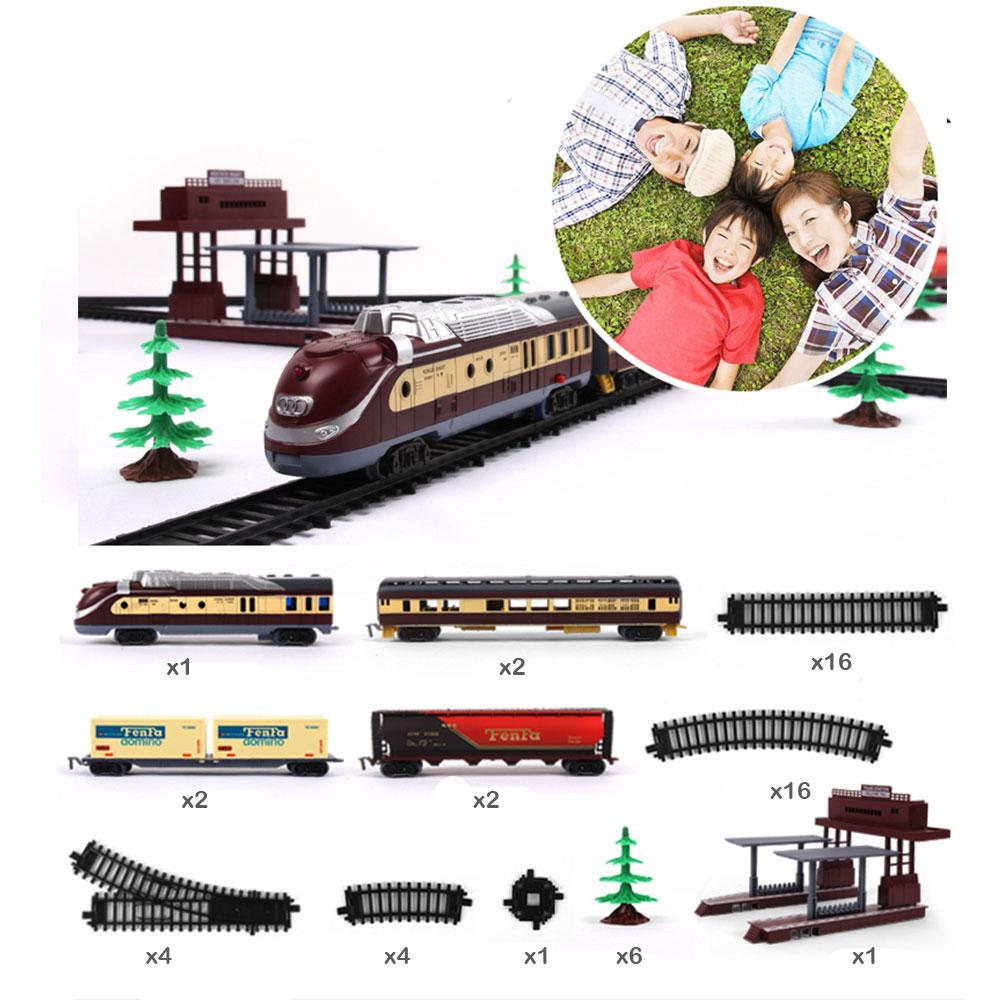 City Super Long Train Track Cargo Car Carriage Wagons Passenger Model Accessories Classical Electric Set Children Train Toy