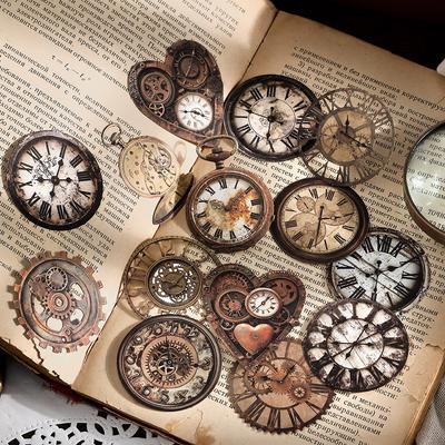 30 Stück/Packung Vintage Mechanische Uhr Aufkleber Dekorativ DIY Scrapbooking Materialien Kunst Collage Schreibwaren Ästhetik Aufkleber