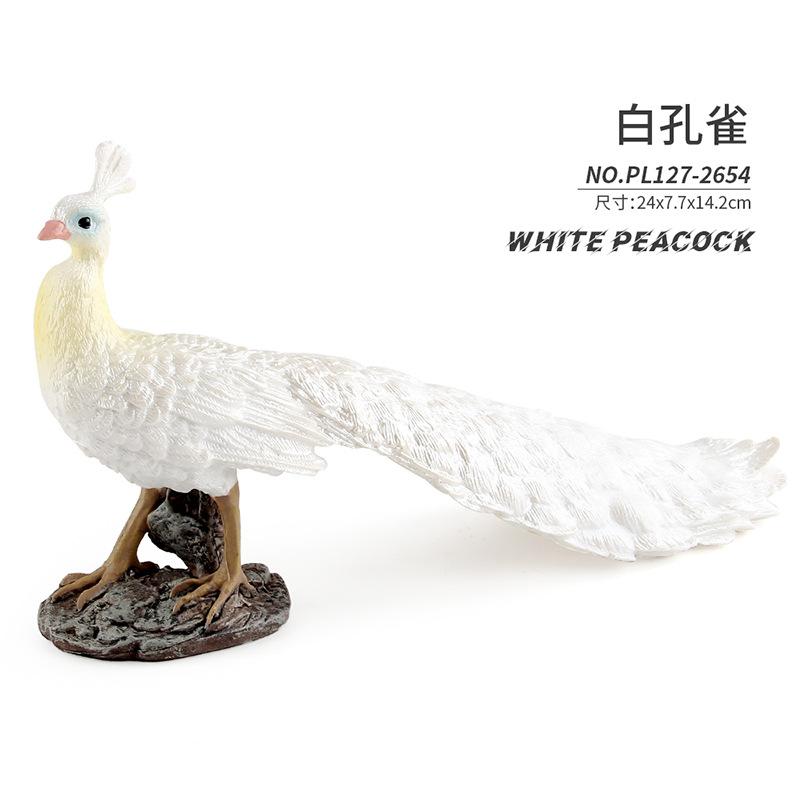 Simulation Animal Peacock Model Blue-Green-White Peacock Static Decorative Desktop Ornament Toy