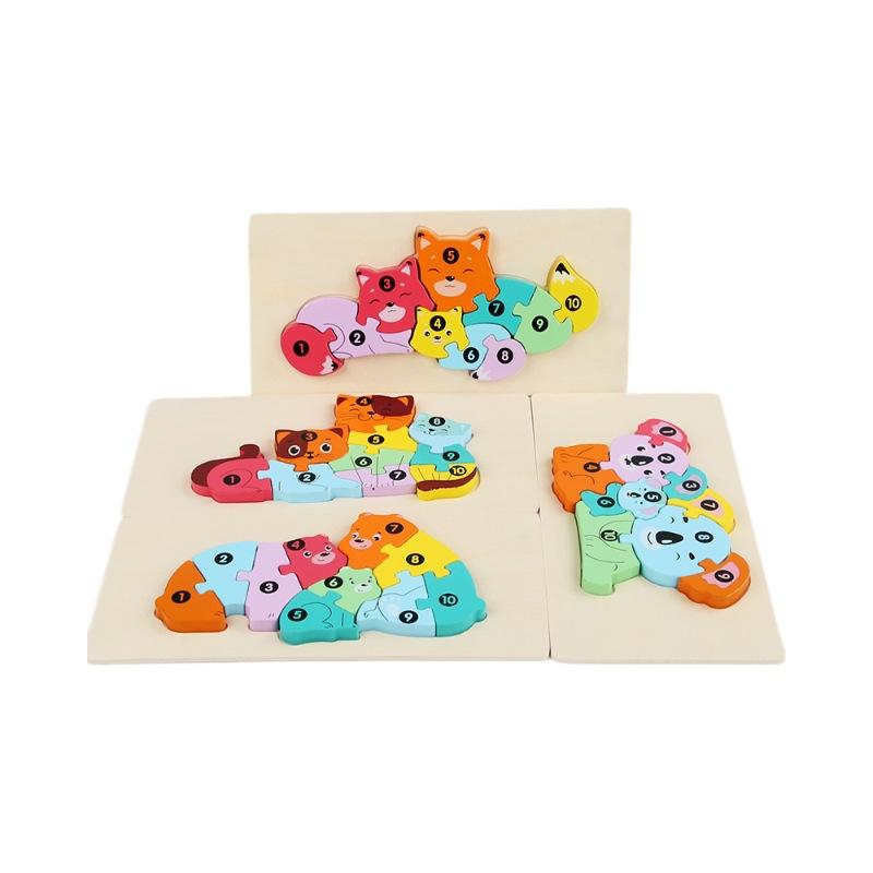 Cpc Dětské Dřevěné Rodič-Dítě Zvíře Trojrozměrné Puzzle Vzdělávání v Raném Dětství Zvířecí Kognitivní Puzzle Hračka pro Intelektuální Rozvoj