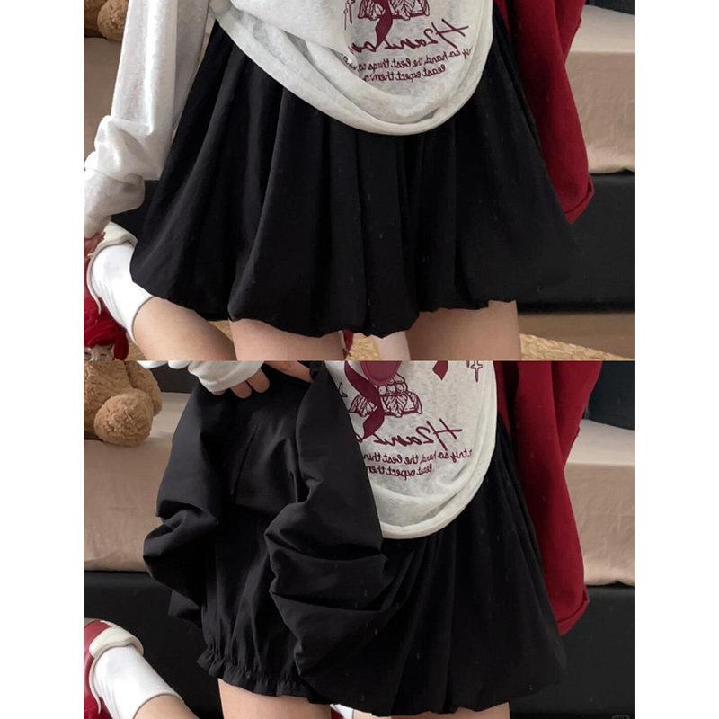 Пышная юбка женская летняя с высокой талией стройнящая А-силуэта многоярусная короткая юбка тыквенные штаны юбка на полтела L чёрный