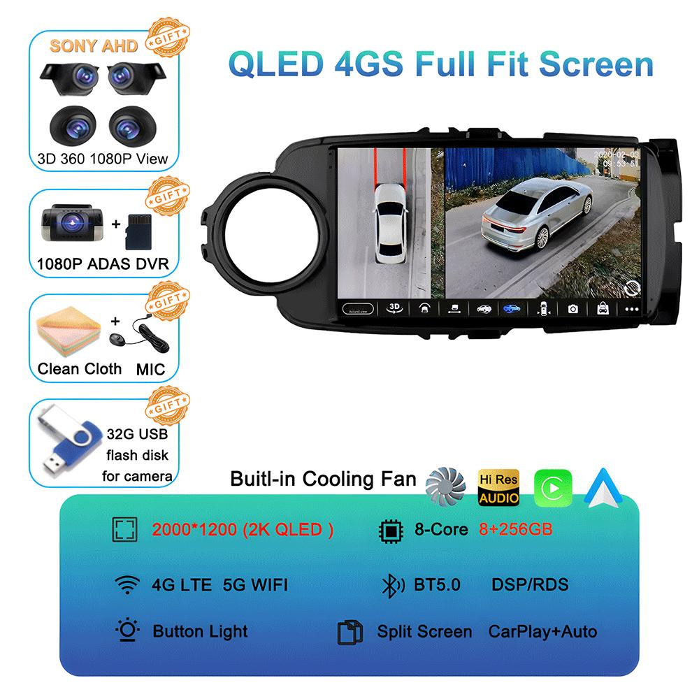 Car Radio For Toyota Yaris LHD RHD 2012-2017 Multimedia Stereo Video Player Android 14 BT DSP Auto Carplay GPS Navigation