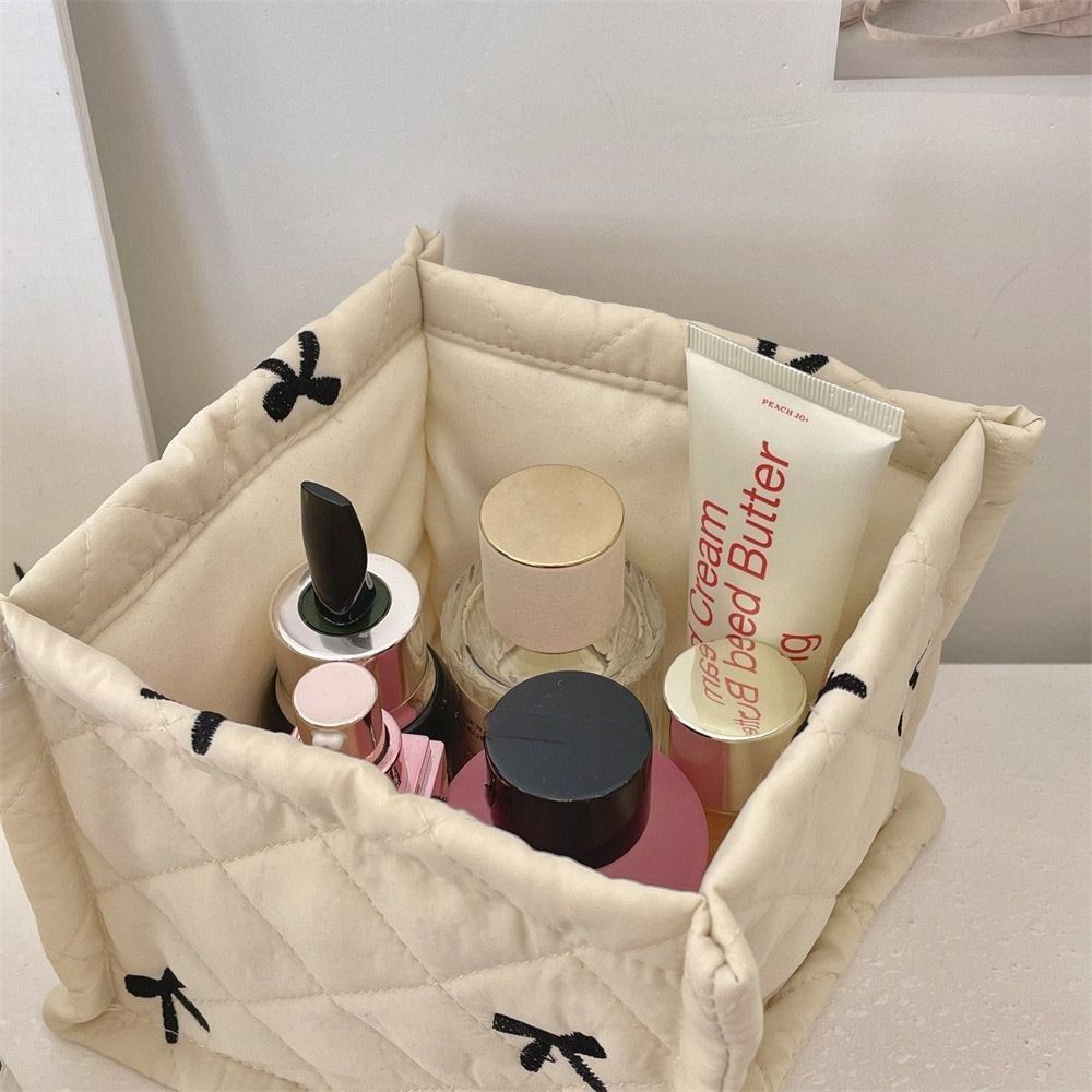 Soft PU Cosmetic Storage Pouch Large Capacity Desktop Storage Box Handmade Storage Basket  Home