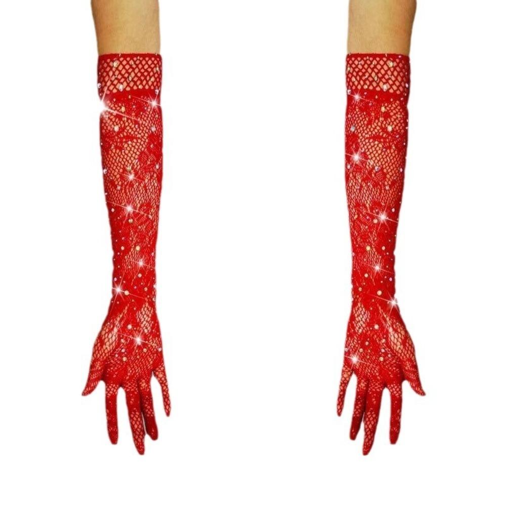 Mesh Long Mittens Party Dress Performance Gloves New Fishnet Gloves  Gift