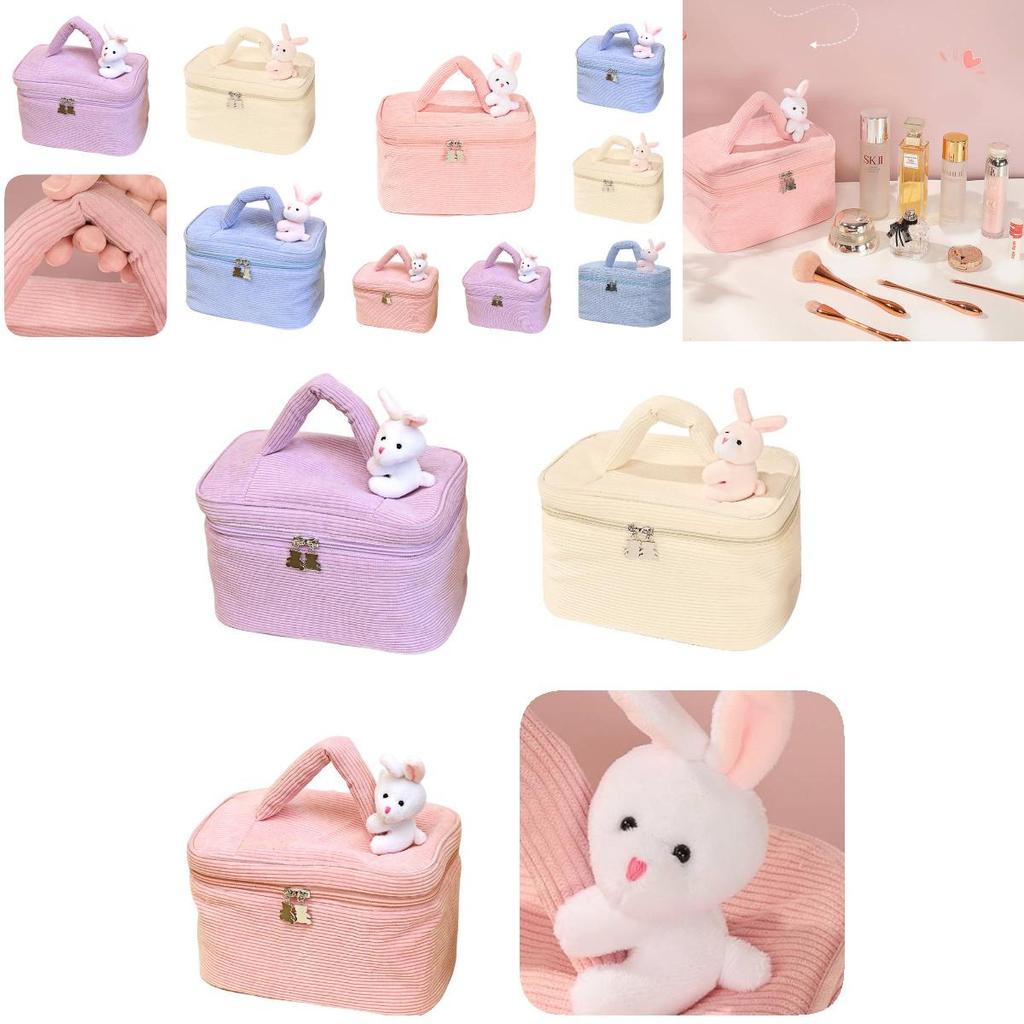 Portable Plush Toiletry Bag For Women With Multiple Compartments And Easy-to-use Dual Zipper
