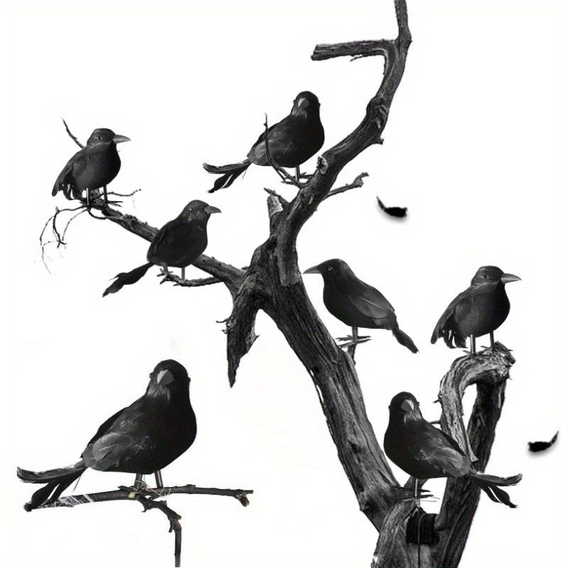 3pcs Halloween Artificial Crows, Halloween Small Statues, Black Crow Decorations, Halloween Haunted House Horror Decoration