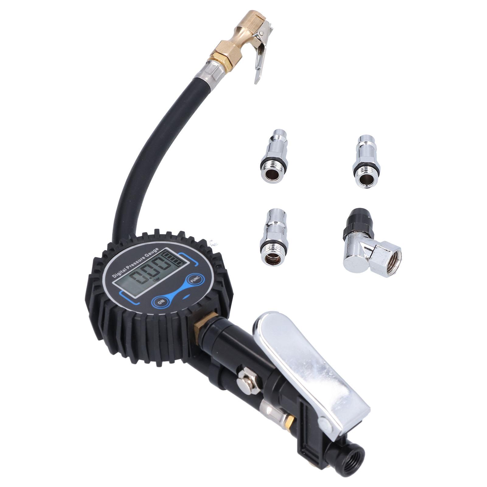 

200PSI 14BAR Tire Inflator Meter LCD Display Inflation Pressure Gauge with LED Light for Car Van Motorcycle Dirt Bike