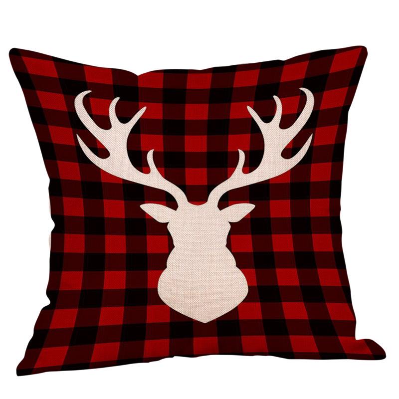 American Christmas Deer Pattern Throw Pillow Cover - Festive Sofa or Car Cushion