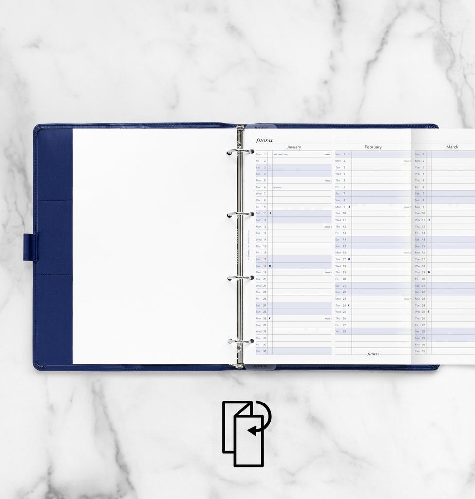 Filofax 2026 System Planner Refill, A4 Size, Vertical Year Planner, January Start, White, 26-68702, Officially Imported