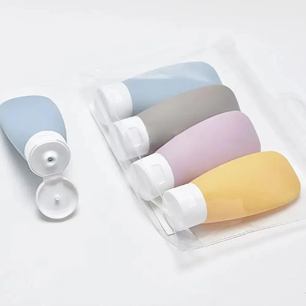 4Pcs 60ml Travel Botttle Set Refillable Bottles Soft Cream Lotion Shampoo Squeeze Tube Empty Cosmetic Containers Makeup Tools