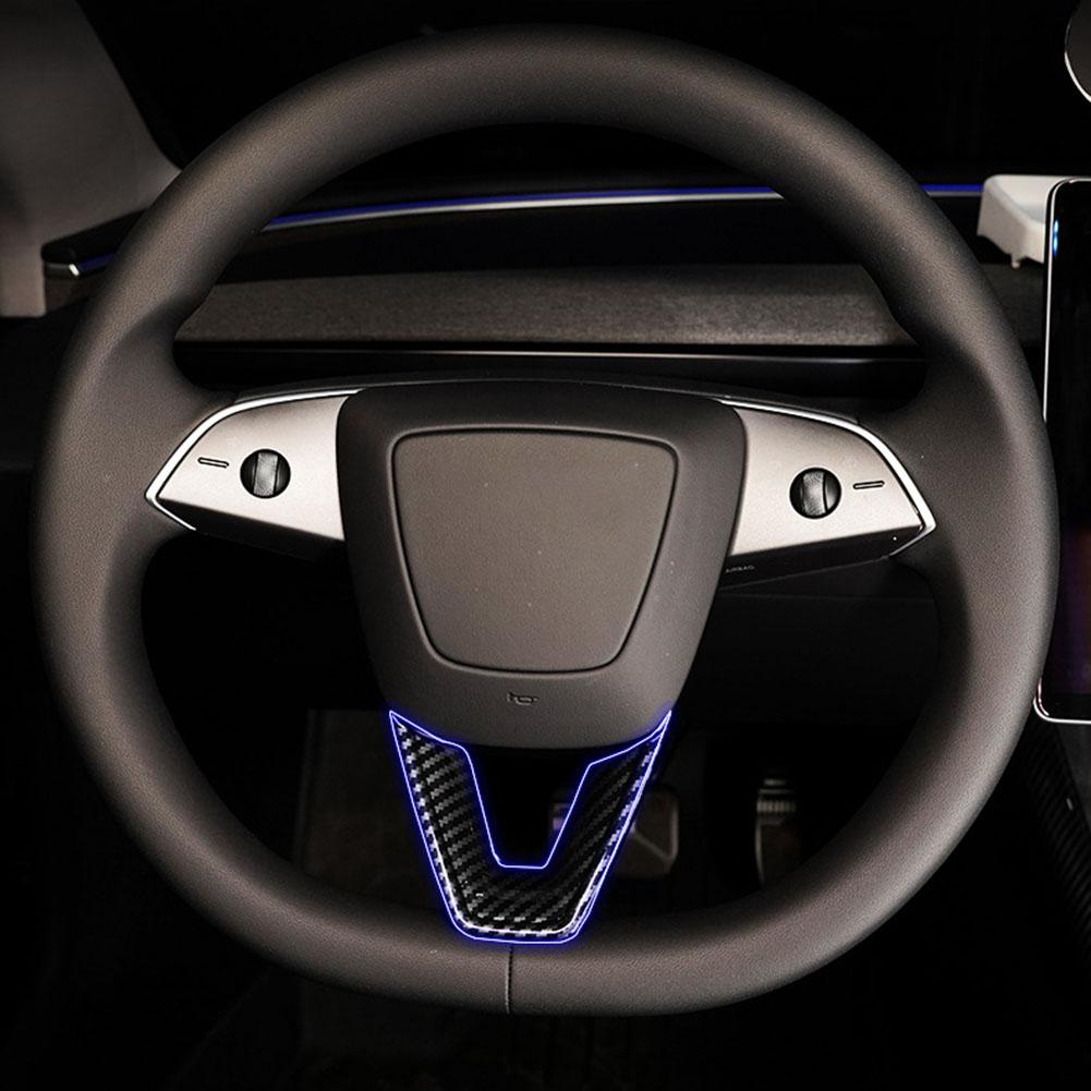 For Tesla Model 3 Steering Wheel Trim Matte Carbon Fiber Perfect Fit Scratch Protection For Tesla Model 3 2023-2024