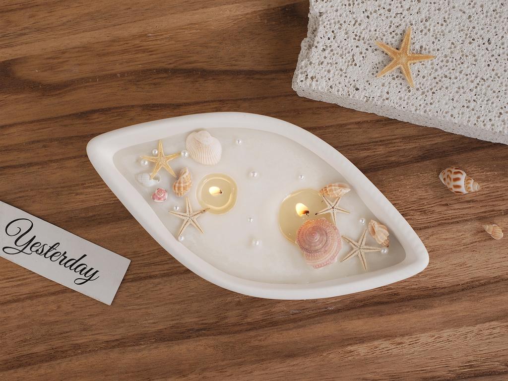 DIY Boat Candle Bowl Silicone Mold Cement Storage Tray Molds Aroma Plaster Cup Resin Concrete Flowerpot Casting Mould Home Decor