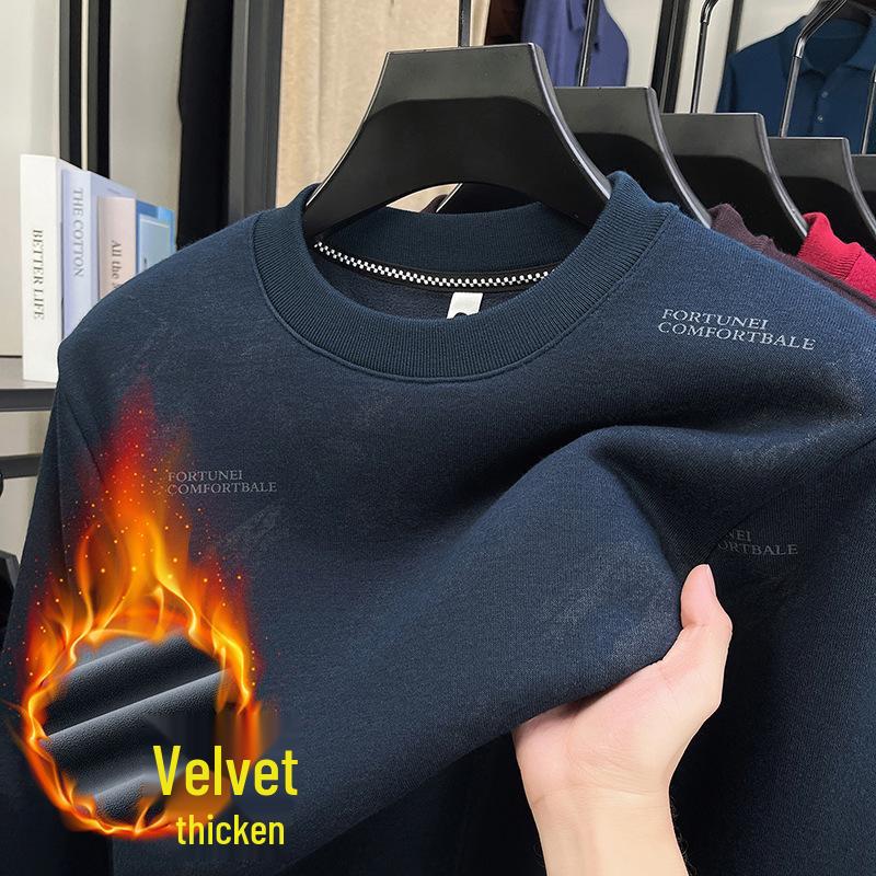 

Fleece-Lined Men s Winter Hoodie 2025: Trendy, Warm, Round Neck, Long Sleeve Casual Top 3XL синій