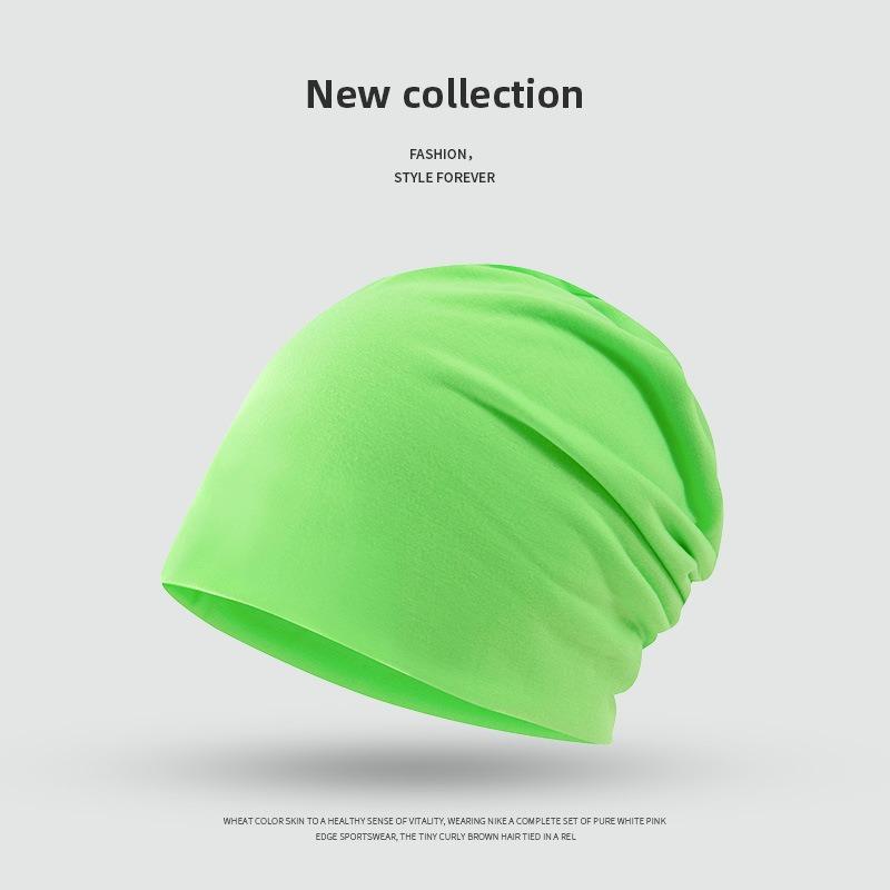 Hat Women's Windproof Headband Hat Men's Casual Thin Headscarf Chemotherapy Nightcap Solid Color Pile Confinement Cold Hat