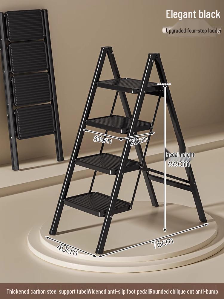 Telescopic Folding A-Frame Ladder: Thickened Indoor Multi-Functional 4-Step Stool