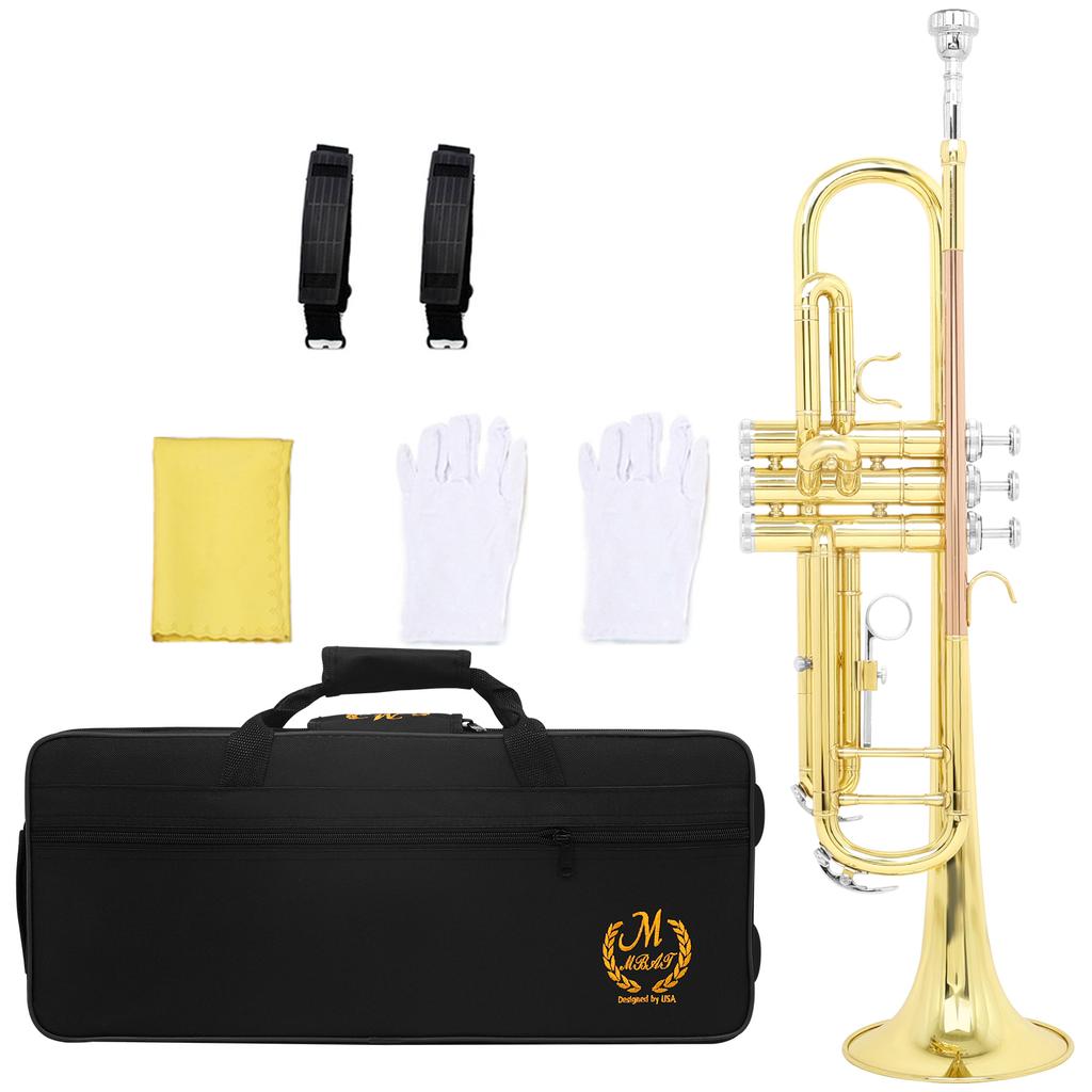 SLADE Bb Trumpet for Beginner B Flat Premium Brass body Colorful Trumpet Professional Brass Musical Instrument with Case Gloves
