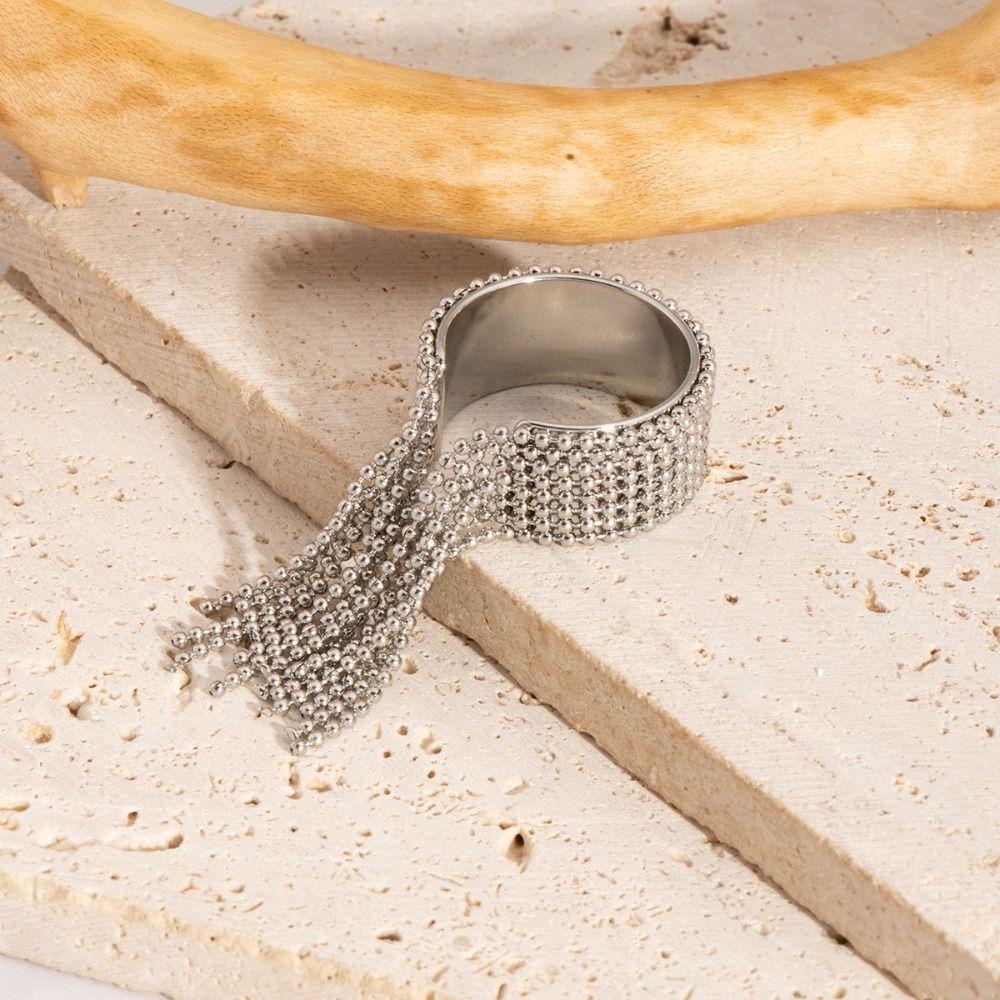 Řetízkový třásňový přívěsek Otevřené kroužky Zlatý Stříbrný Nastavitelný řetízkový prsten Stylový prsten na prst Dárek