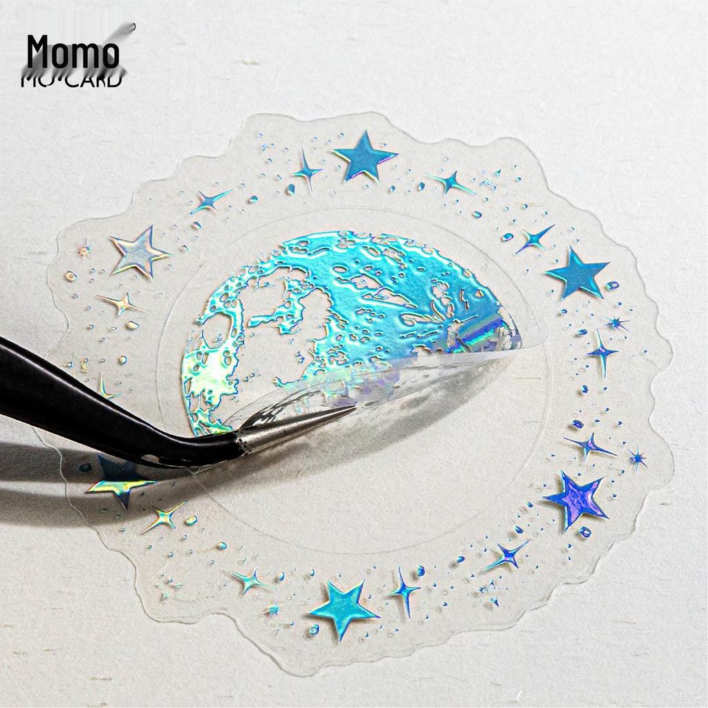 MomoPET Retro Silver Stickers - 3D Hot Stamping Plant Journal Pack in Floating Dreams Ins Style