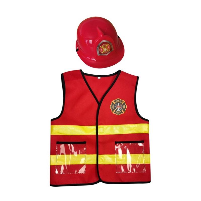 Firefighter Costume Toy Accessories Firefighter Role Play Dress-Up Set for Kids