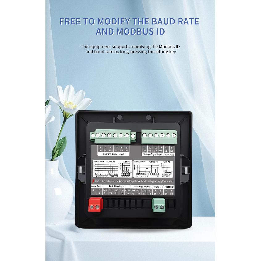 TOMZN 3 Phase 4 Wire System Multi-functional Meter Phase Voltage Line Voltage Current Active/Reactive Power PF RS485 Password