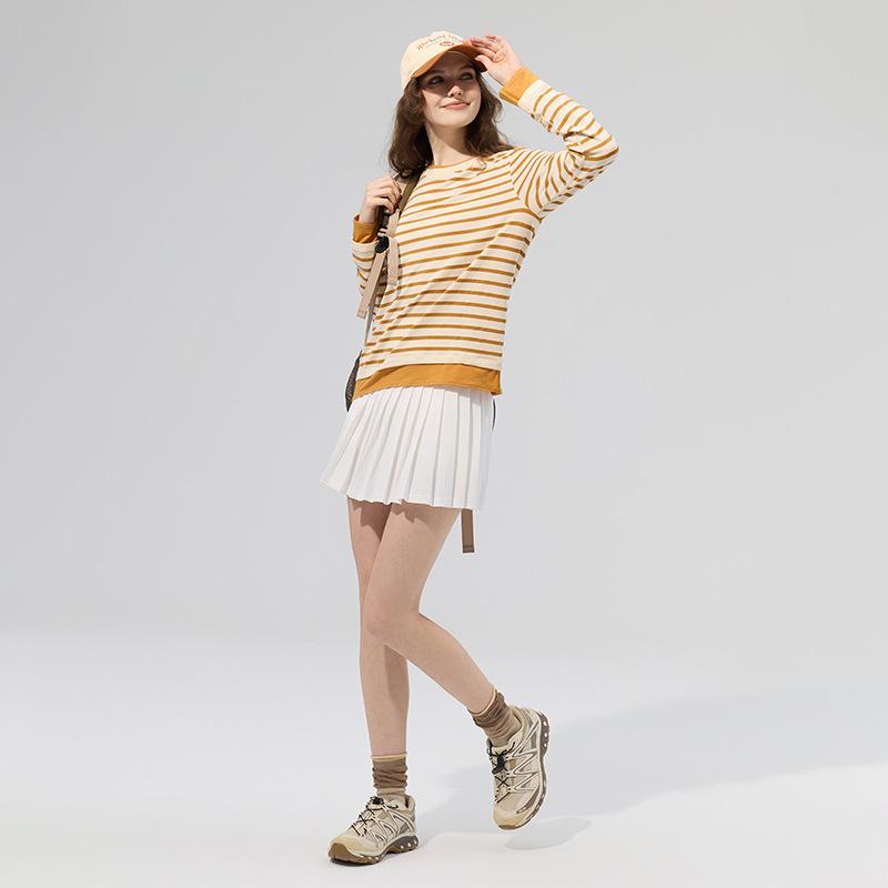 

Мериносовая шерсть Тенсел Полосатая Спортивная футболка с длинным рукавом, состоящая из двух частей Extra Large