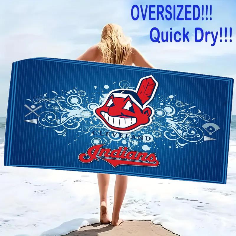 Cleveland Indians Print Beach Towel, Large Soft Quick Dry Towel for Beach Camping Swimming