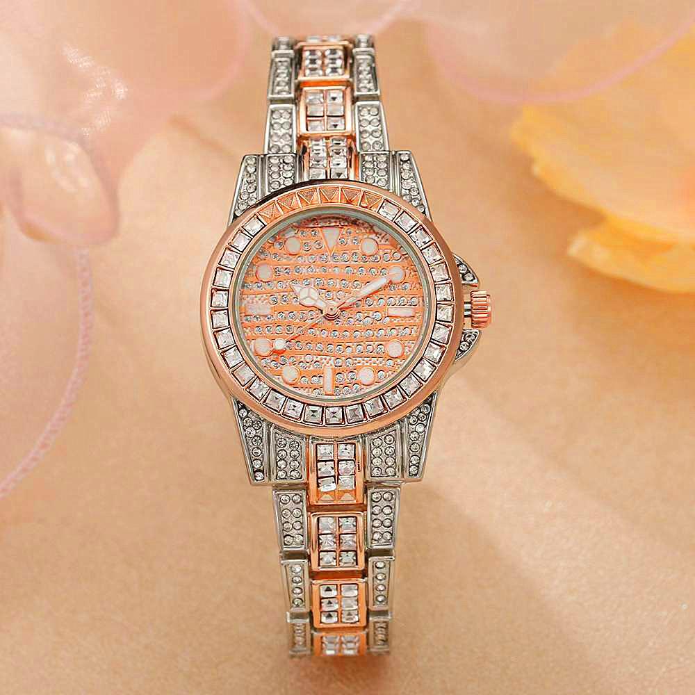 New Fashion Alloy Jewelry Full Of Drill Watch Ladies Quartz Watch Women Crystals Dress Wristwatches Stainless Steel Watch