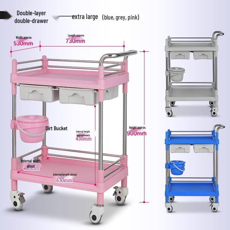 ABS Stainless Steel Small Hospital Storage and Beauty Trolley