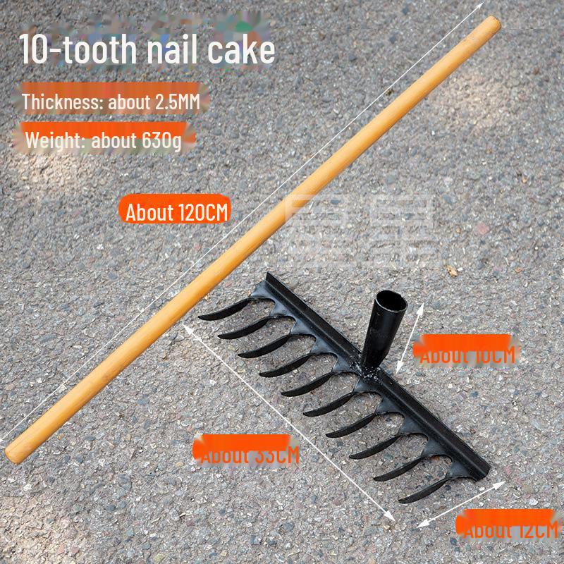 

Утолщенная многозубая головка садовых граблей из марганцевой стали с закрученными зубьями