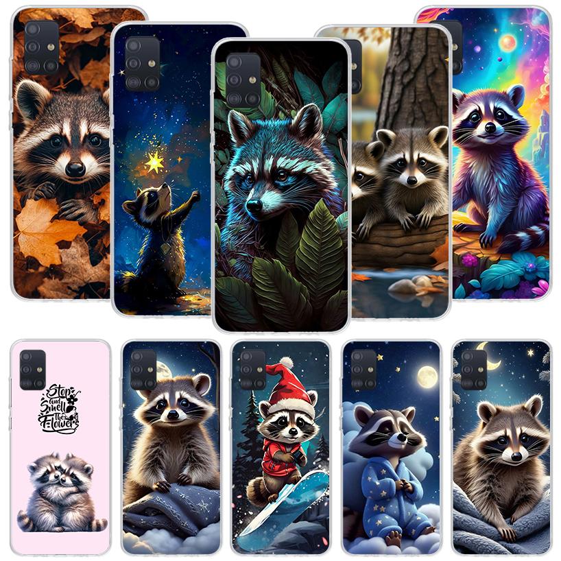 Raccoon Cute Animal Phone Case for Samsung Galaxy A52 A51 A50S A12 A22 A32 A72 A10S A30S A31 A71 Note 20 Ultra 10 Plus S10 Galax