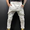Men Jumpsuit Solid Color Multi Pockets Overalls Full Length Mid Rise Cargo