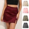 Summer Leopard High Waist Split Skirt Comfortable Elegant and Premium Sexy Jacquard Satin Zipper Halter Women's