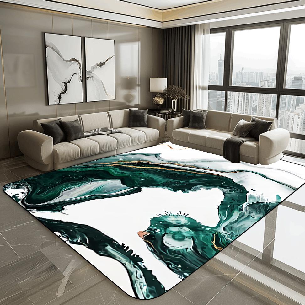 Covor Modern 3D pentru Living, Luxos, cu Decorațiune Aurie, Covoraș de Podea pentru Hol, Zona Sofa, Covor Abstract, Dormitor, Dressing, Covor Moale, Antiderapant