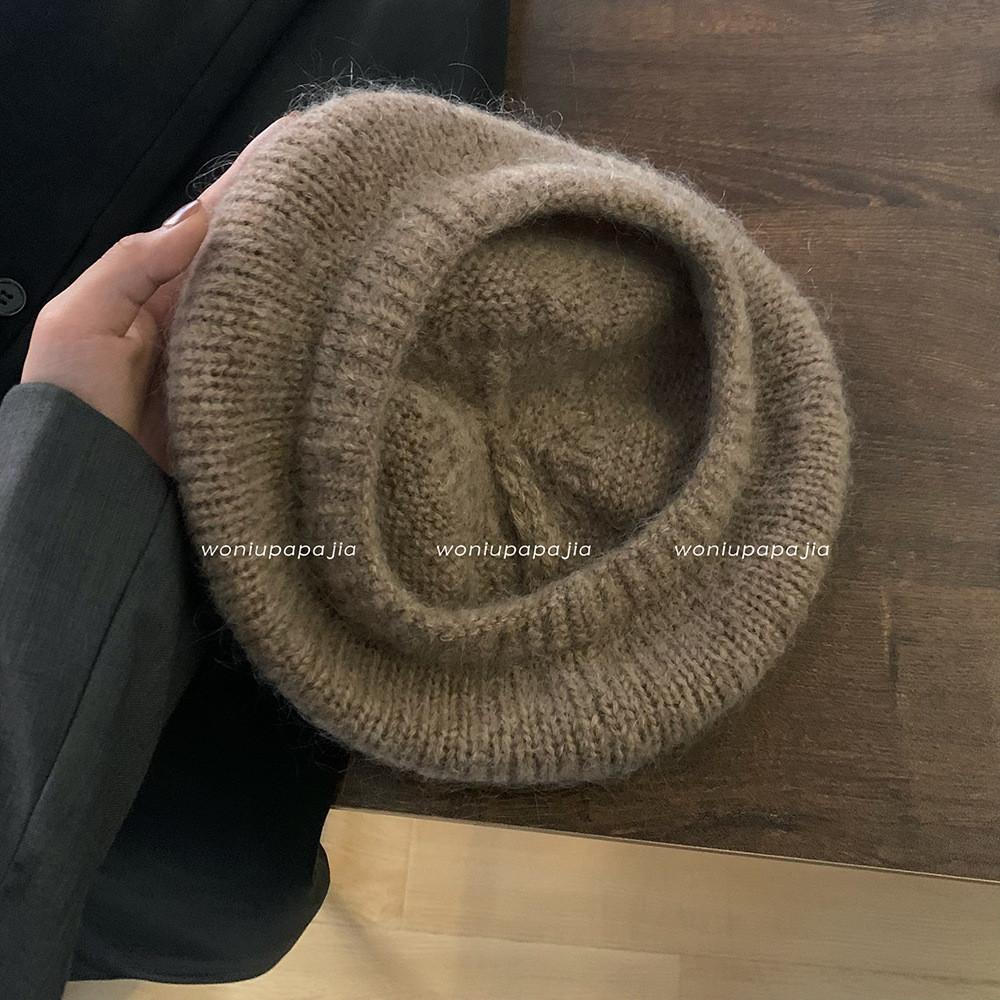 Knit Mohair Stylish Beret Hat For Women Warm And Fuzzy Painter Cap In Multiple Colors