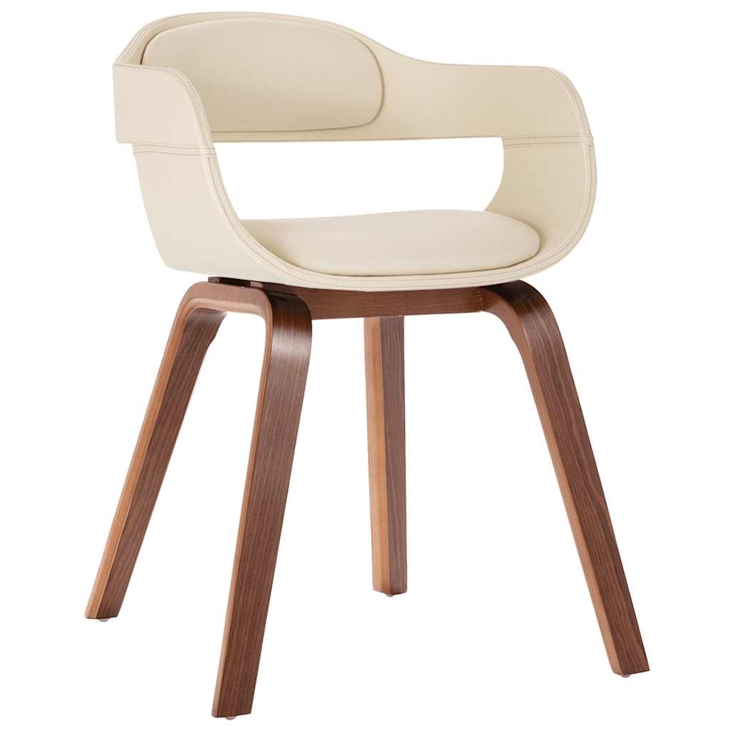 Dining Chair In White Bentwood and Faux Leather