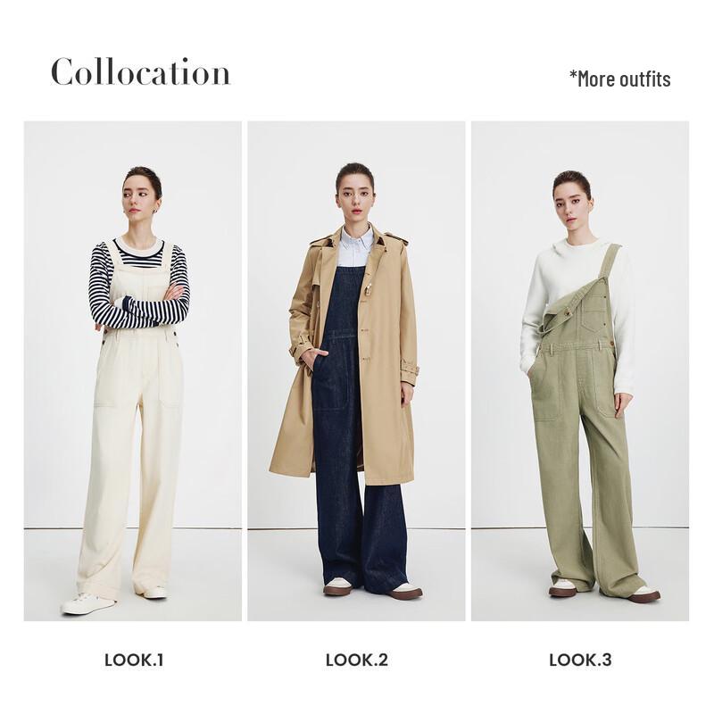 Navigare Women's Washed Cotton Straight-Leg Denim Overalls