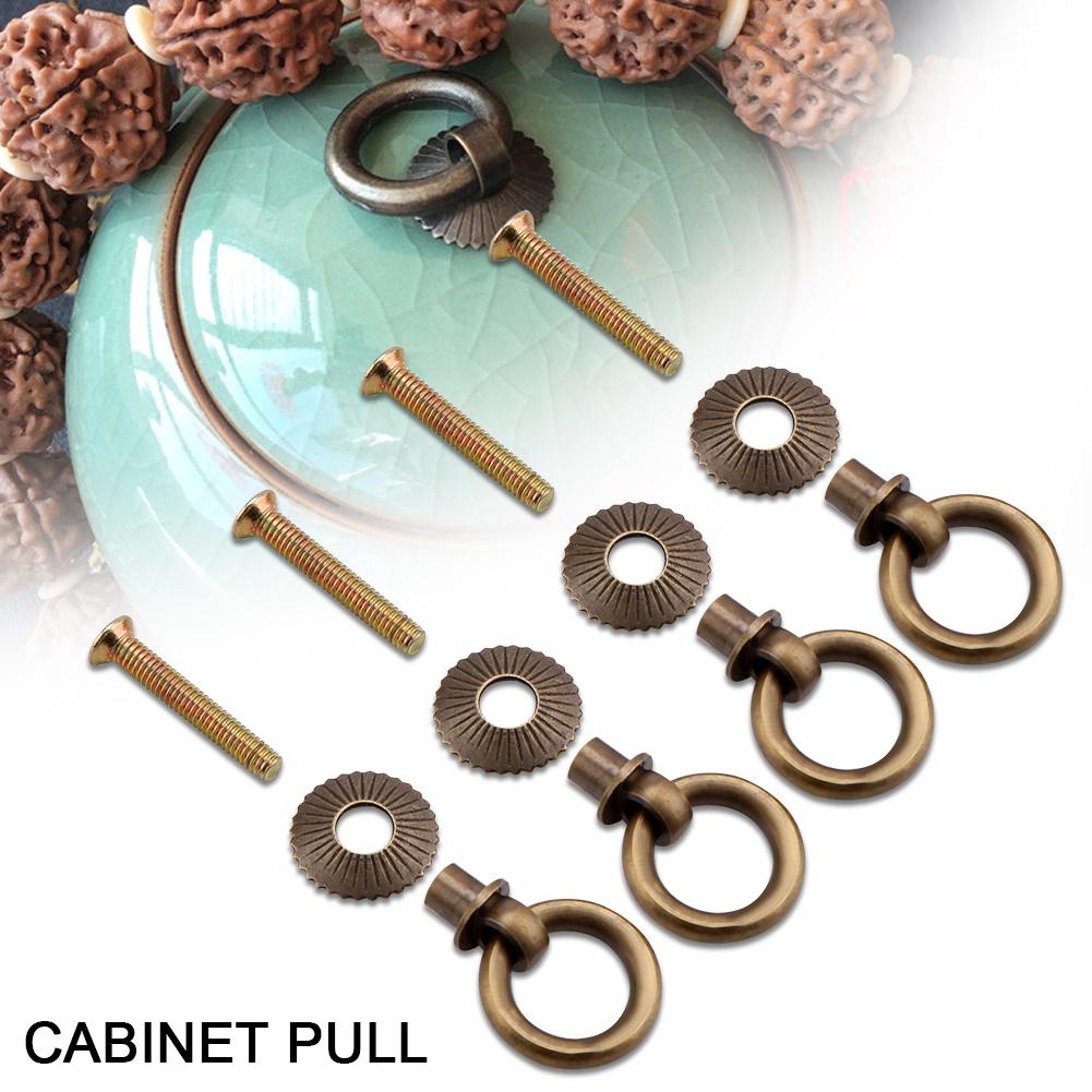 4pcsCelsiuspack   Simple Vintage Pull  s Cosmetic Case Jewelry Box Attachment Handle Brass