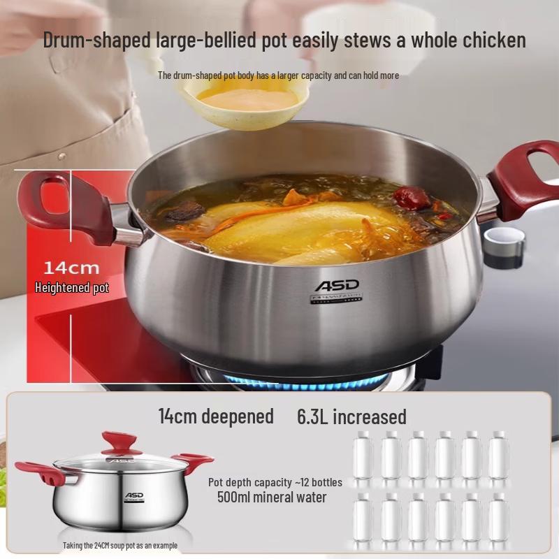 ASD 316L Stainless Steel 20cm Soup Pot
