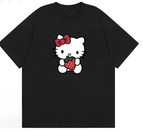 

2026 Sanrio Hello Kitty Women s T Shirt Casual Shortsleeve Roundneck Hotselling Top Versatile T Shirt Clothing S