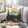 Happy Camping Pillowcase Bedroom Sofa Cushion Cover 100% Polyester Living Room Cushion Pillowcase Home Decor
