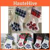 Adorable New Fabric Paw Print Christmas Stocking For Dogs And Cats In Red And Blue
