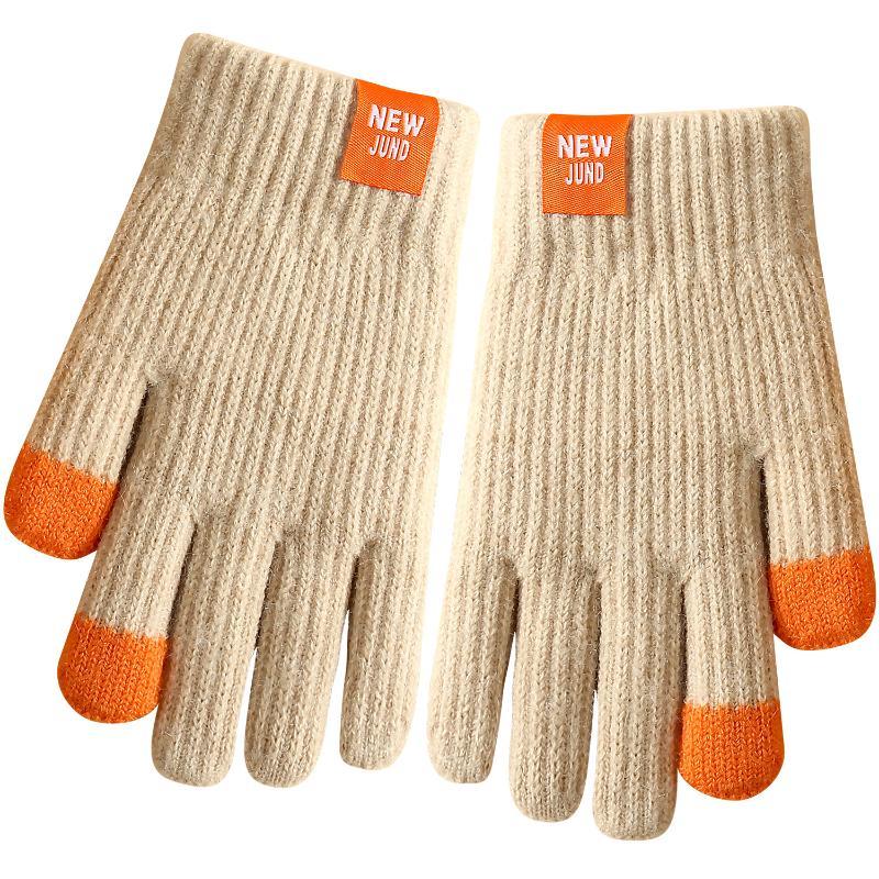 Kids Winter Gloves Thickened Warm Boys Girls Elastic School Fleece Lined Soft Children Daily Wear Knitted Gloves 6-12 Years Old